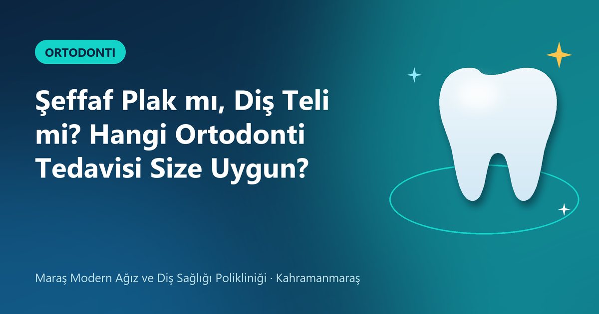 Şeffaf Plak mı, Diş Teli mi? Hangi Ortodonti Tedavisi Size Uygun? – Maraş Modern Diş blog kapak görseli